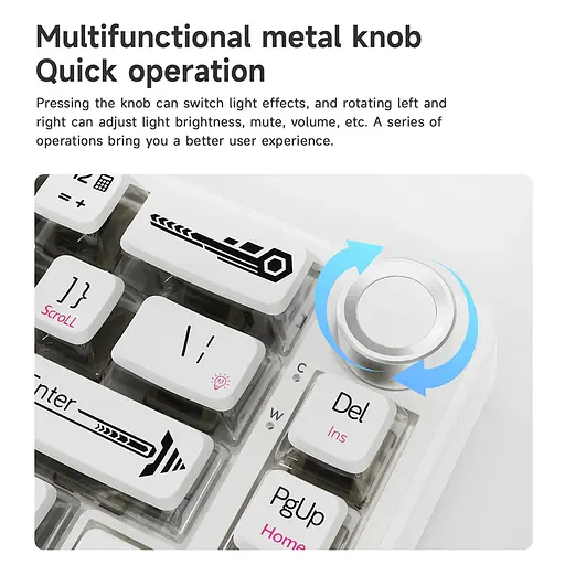 Игровая механическая проводная клавиатура Ajazz Ak690 / 68 клавиш / Hot-Swap / RGB / Melard Switch MC / White - фото 4