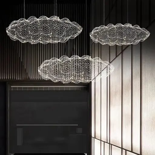 Декоративная люстра-облачко Led Cloud в серебряном корпусе 100х50 см Арт. MJ 83-1000 CH Line F - фото 1