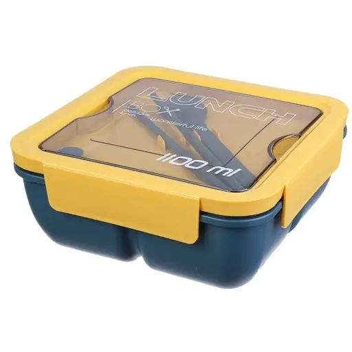 Ланч-бокс Laprida yakada 18 з ложкою та паличками 1100 мл синьо-жовтий (64-576)