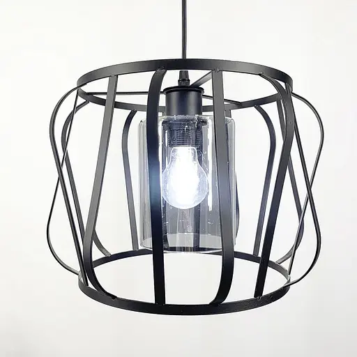 Підвісний світильник із графітовим плафоном у чорному корпусі 32×23 см | Арт. 12682/1 BK+GR | Line F - фото 2