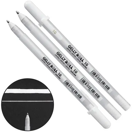 Ручка гелевая Sakura Белая 10 Bold (линия 0.5mm) Gelly Roll Basic - фото 2