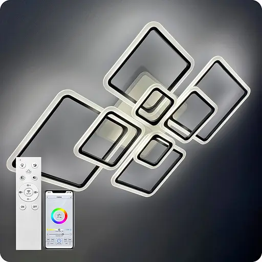 Люстра світлодіодна 517 Light 3color з пультом 224Вт Чорний (01555) - фото 1