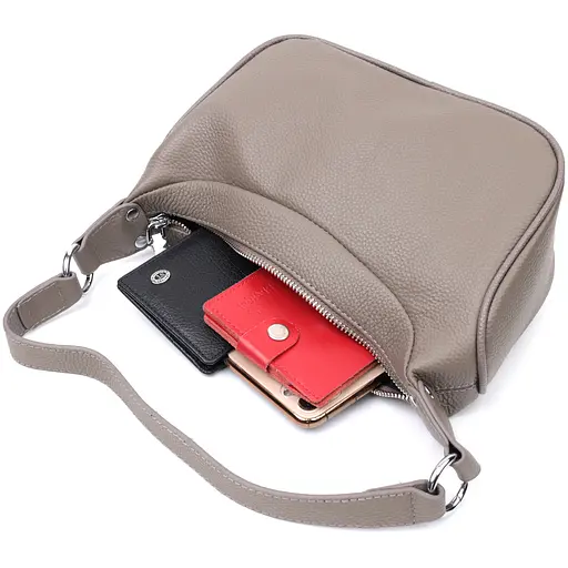 Кожаная сумка Vintage полукруглого формата с одной ручкой 23х12х9.5 см sum0029019 - фото 8