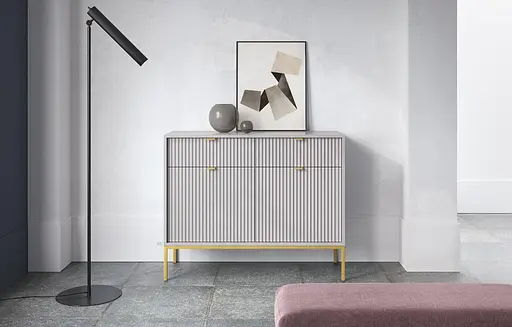 Комод Perfect Home Новая/Nova 2-дверный с 2 ящиками и золотыми ножками KSZ104 Серый (PFH-091220)