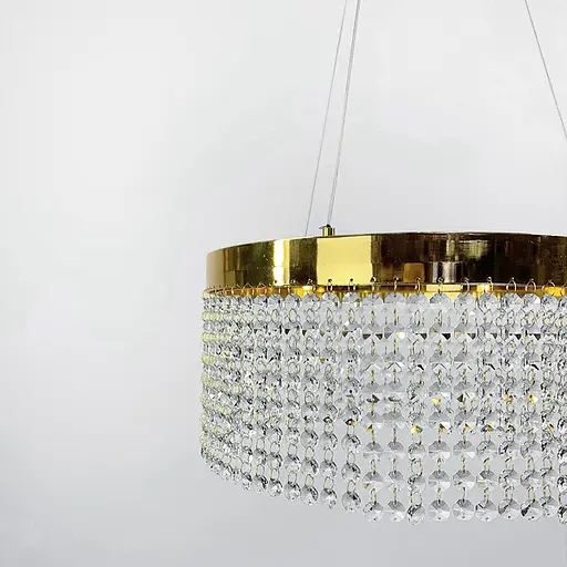 Неймовірна кришталева люстра з золотим обводком h25 Line.F Діаметр 30см - фото 2