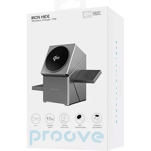 Бездротовий зарядний пристрій Proove Iron Hide 3in1 Gray (WSIH15000003) [115582] - фото 6