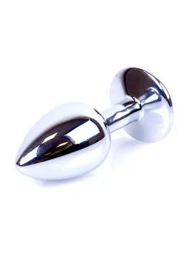 Металева анальна пробка з кристалом Boss Jewellery Silver Plug Dark 7 см (синій) - фото 3