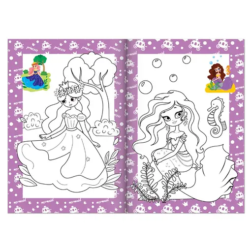 Книжка розмальовка "Принцеси та русалки" РМ-48-43 с цветными подсказками - фото 2