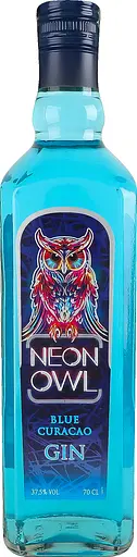 Уценка. Джин Neon Owl Blue Curacao 37.5% 0.7л - фото 5