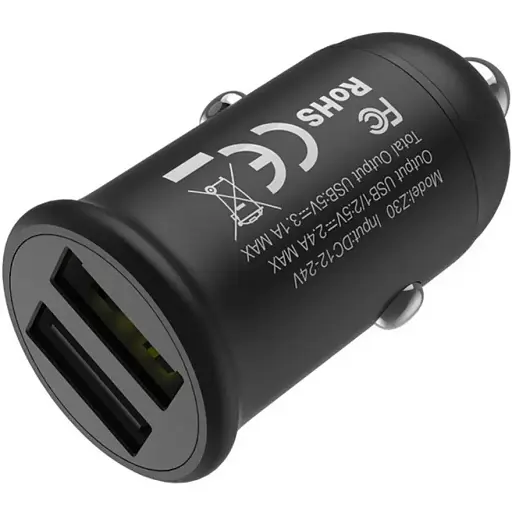 Автомобільний зарядний пристрій Hoco Z30 Easy route dual port mini car charger 2USB 3.1A Чорний - фото 1