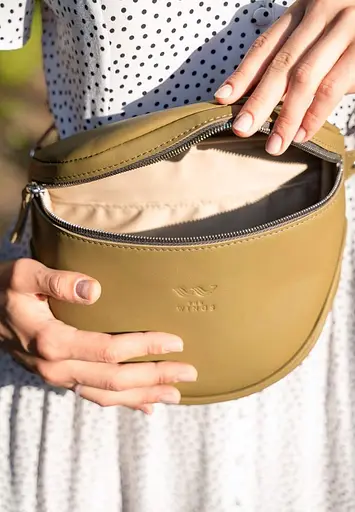 Шкіряна сумка поясная-кроссбоди Vacation оливковий - фото 5