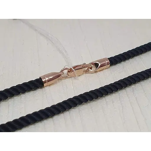 Ювелирный шелковый шнурок Golden Time с золотыми вставками. Ц2033ШЧ 60 - фото 2