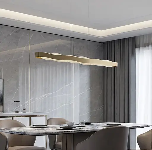 Дизайнерська видовжена люстра у латунному каркасі 100 см | Арт. J220-1000 L GD | Line F - фото 1