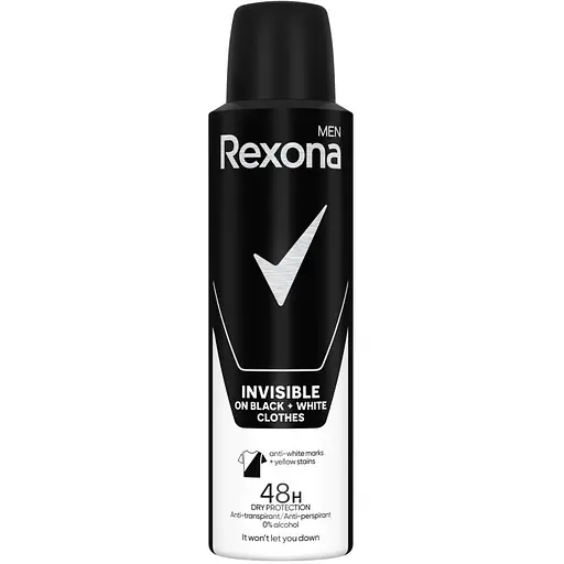 Дезодорант-антиперспірант Rexona Men Невидимий на чорному та білому 150 мл