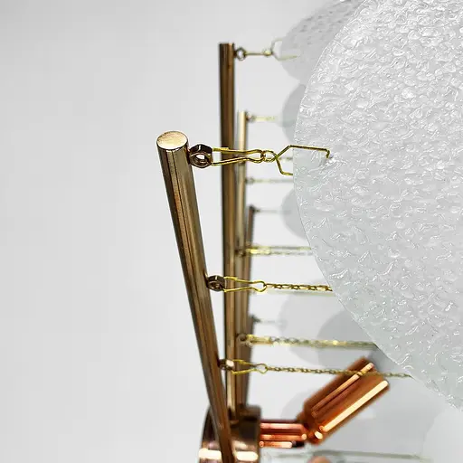 Потолочная люстра в цвете медь с уникальными стеклянными пластинами Line.F Диаметр 80см - фото 8