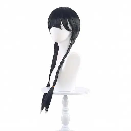 Парик для косплей челка и косички в стиле 'Венсдей Аддамс' 65 см Брюнет - фото 2