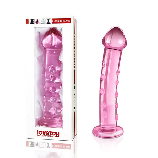 Скляний фалоімітатор LoveToy Glass Romance 19 см рожевий - фото 2