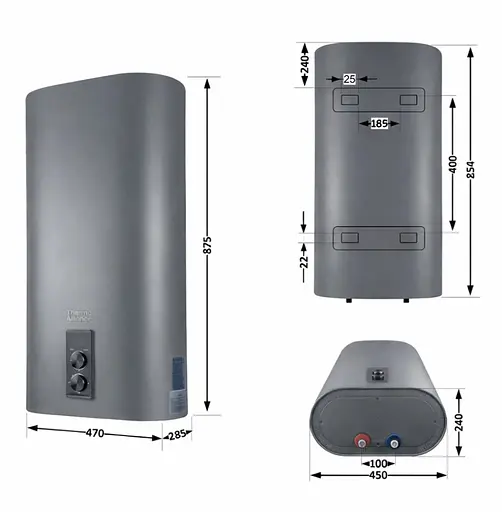 Водонагреватель электрический Thermo Alliance, 2 кВт, мокрый ТЭН, 50 л плоский, вертикальный, прямоугольный, серый (DT50V20G(PD)/2G) - фото 9