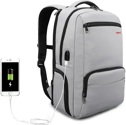 Рюкзак міський Tigernu T-B3319 25л з відсіком для ноутбука до 15.6" та USB Silver Grey (18195) - фото 3