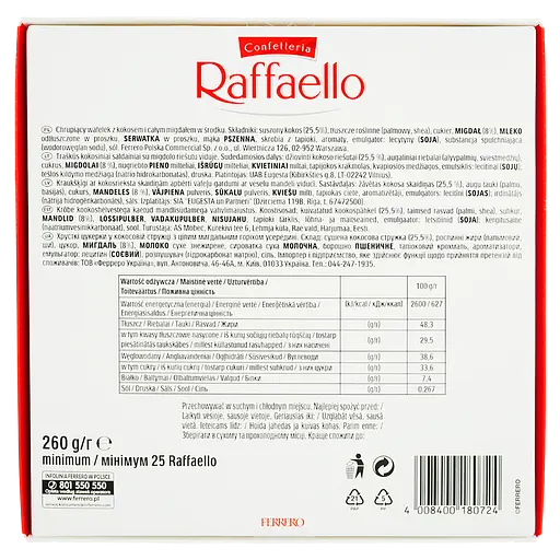 Конфеты Raffaello в кокосовой стружке с целым миндальным орехом 260 г (944156) - фото 3