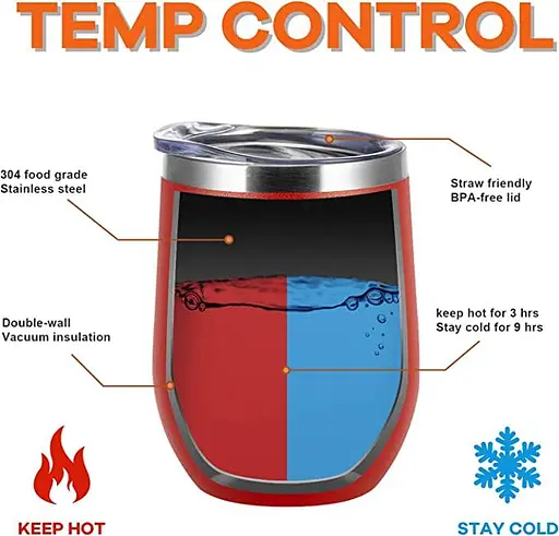 Комооо. - Стакан для вина из нержавеющей стали на 12 унций с крышкой, дорожная кружка с двойными стенками и вакуумной изоляцией - фото 3