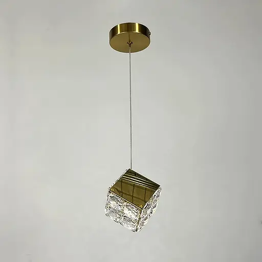 Латунный светильник с подвесным хрустальным кубом 10х10 см | Line F | Арт. A267-100*100 - фото 6