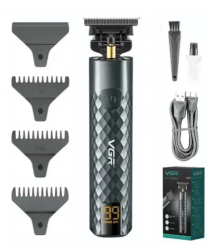 Бездротовий акумуляторний триммер роторна машинка для стрижки VGR V-077 5Вт змінні насадки Чорний - фото 7