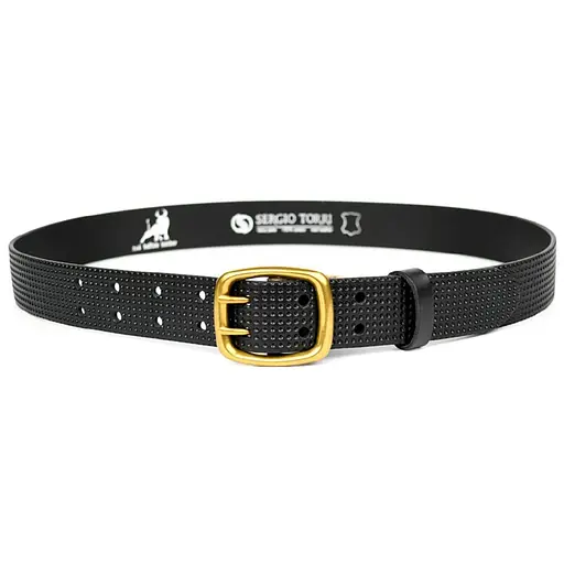 Ремінь шкіряний Sergio Torri широкий з тисненням перфорація 40 мм acs0032071 - фото 2