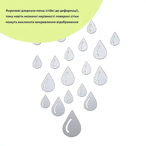 Дзеркальний декор Wall Sticker SW-00002492 акриловий самоклеючий Краплі 20 шт. срібло - фото 2
