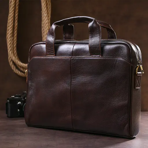 Кожаная мужская сумка-портфель Vintage 38х26х8 см sum0020155 - фото 7