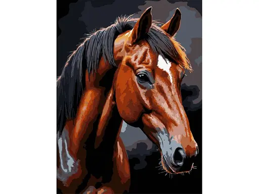 Картина за номерами Strateg Коричневий кінь на чорному фоні (30х40 см) - фото 1