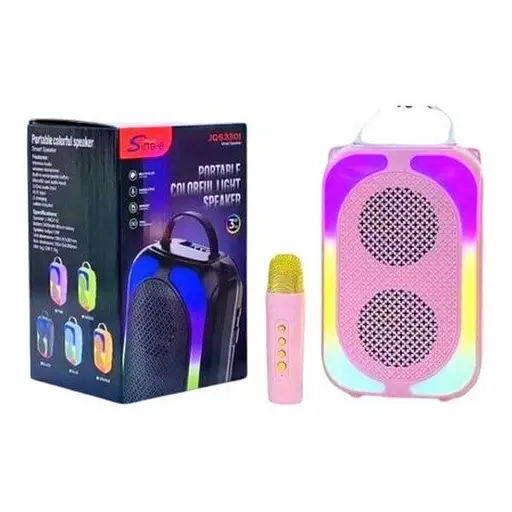 Портативна караоке колонка JQS-3301 акумуляторна музична колонка Bluetooth 5.0 Рожевий 10 Вт - фото 2