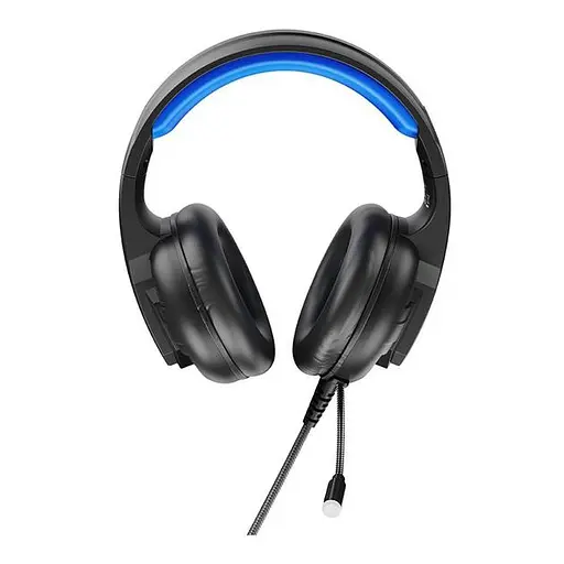 Дротові навушники XO-GE-09 Static RGB Long Mic Headworn USB+3.5 (with adapter cable) Чорний - фото 2