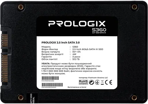 Накопитель SSD ProLogix Sata 2.5 512GB S360 480 500 (PRO512GS360) - фото 2