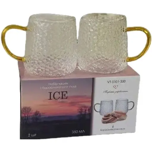 Набор чашек VT-5101-350 2 стеклянные чашки 350 мл Прозрачный - фото 1