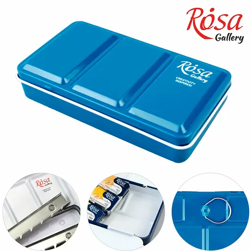 Пенал для акварельних фарб Rosa Gallery металевий Бірюза 12 кювет   - фото 2