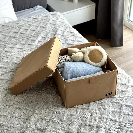 Кофр для зберігання речей та іграшок з кришкою 30*30*20 см (бежевий) - фото 2