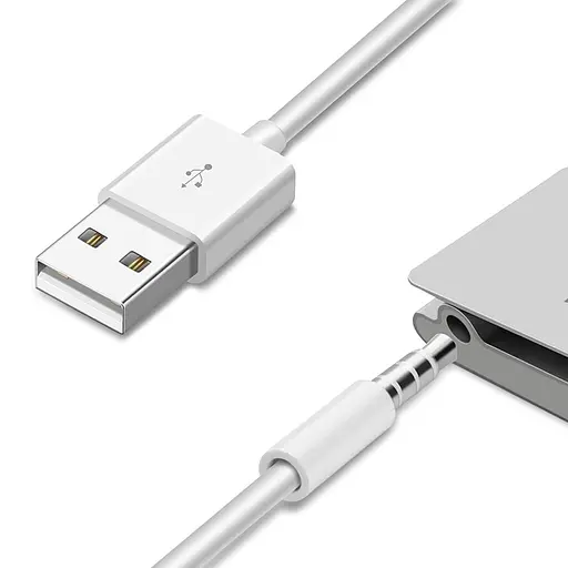 Кабель аудио USB для iPod Shuffle Jack 3.5mm M 4 pin -> USB AM, 1.0 м. белый - фото 2