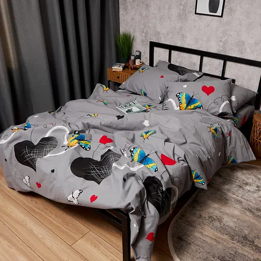 Комплект постільної білизни Moon&Star Бязь Gold Люкс Butterfly Love Полуторний Євро 160х220наволочки 2х70х70 - фото 5