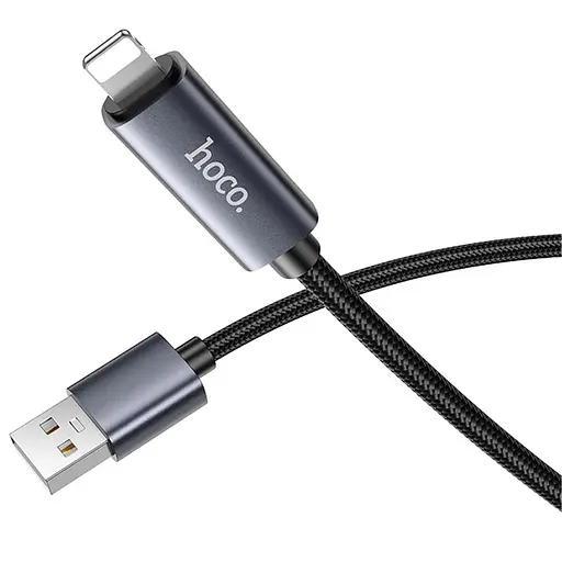 Дата кабель Hoco X112 Favor with display USB to Lightning 2.4A (1m) Black - фото 3