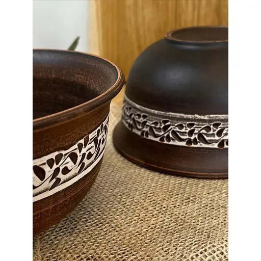 Миска висока керамічна (глиняна) різьблена Ангоб 1 л - фото 5