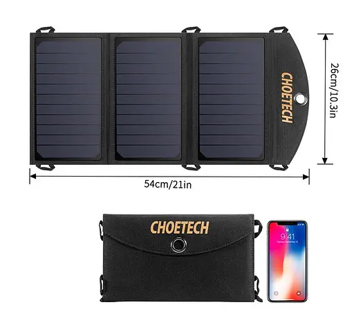 Портативна сонячна панель Choetech SC-001 2xUSB 19W - фото 4