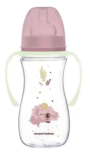 Бутылка с широким антиколиковым отверстием 300 мл "Sleepy Koala" Canpol babies Розовая - фото 1