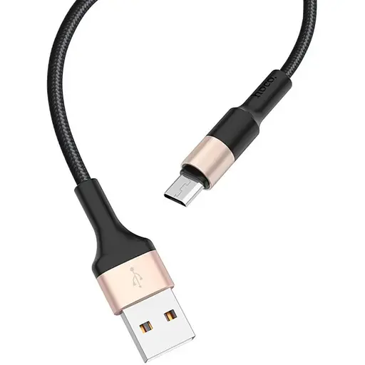 Кабель Hoco X26 Xpress charging data cable for Micro Чорний Gold