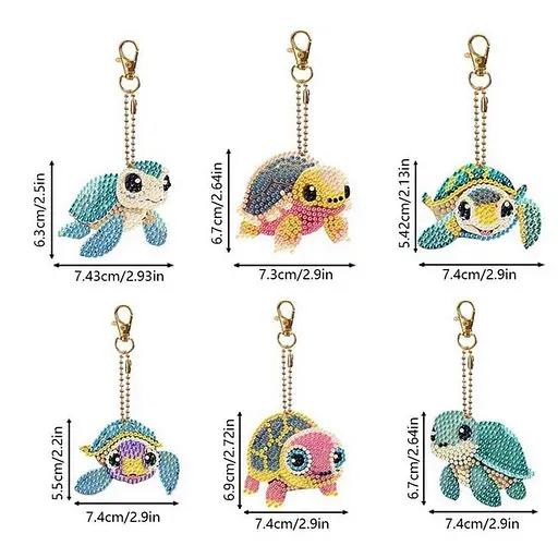 Набор брелков для алмазной мозаики "Черепашки" ColorArt BR37 с инструментами 6 шт - фото 2