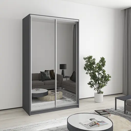 Шафа-купе дводверна MebelStar Стандарт AL 2 Дзеркала 120x60x210 см Антрацит (MBS-2524)