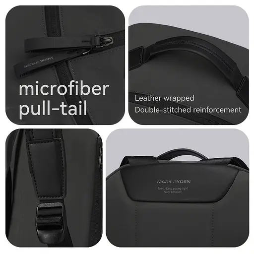 Рюкзак Mark Ryden для ноутбука 15 дюймов MR6024 с влагонепроницаемым карманом Черный - фото 3