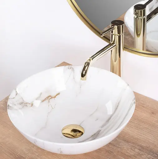 Умивальник Rea Stella aiax shiny накладний REA-U9088, Мармур - фото 5