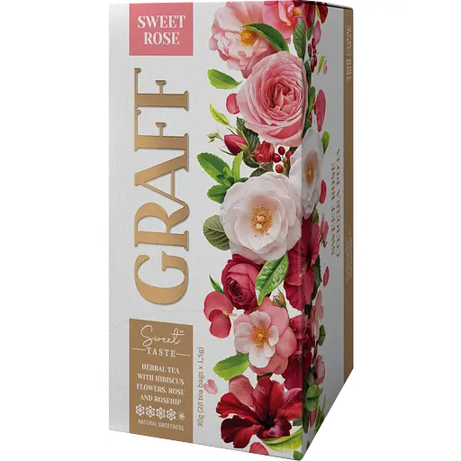 Чай трав’яний Graff Солодка роза/Sweet Rose з квітів гібіскуса, троянди та шипшини 20 шт. x 1.5 г