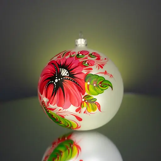 Ялинкова прикраса Різдвяні історії Петриківка яскраві квіти куля скло (4820001165319) - фото 6